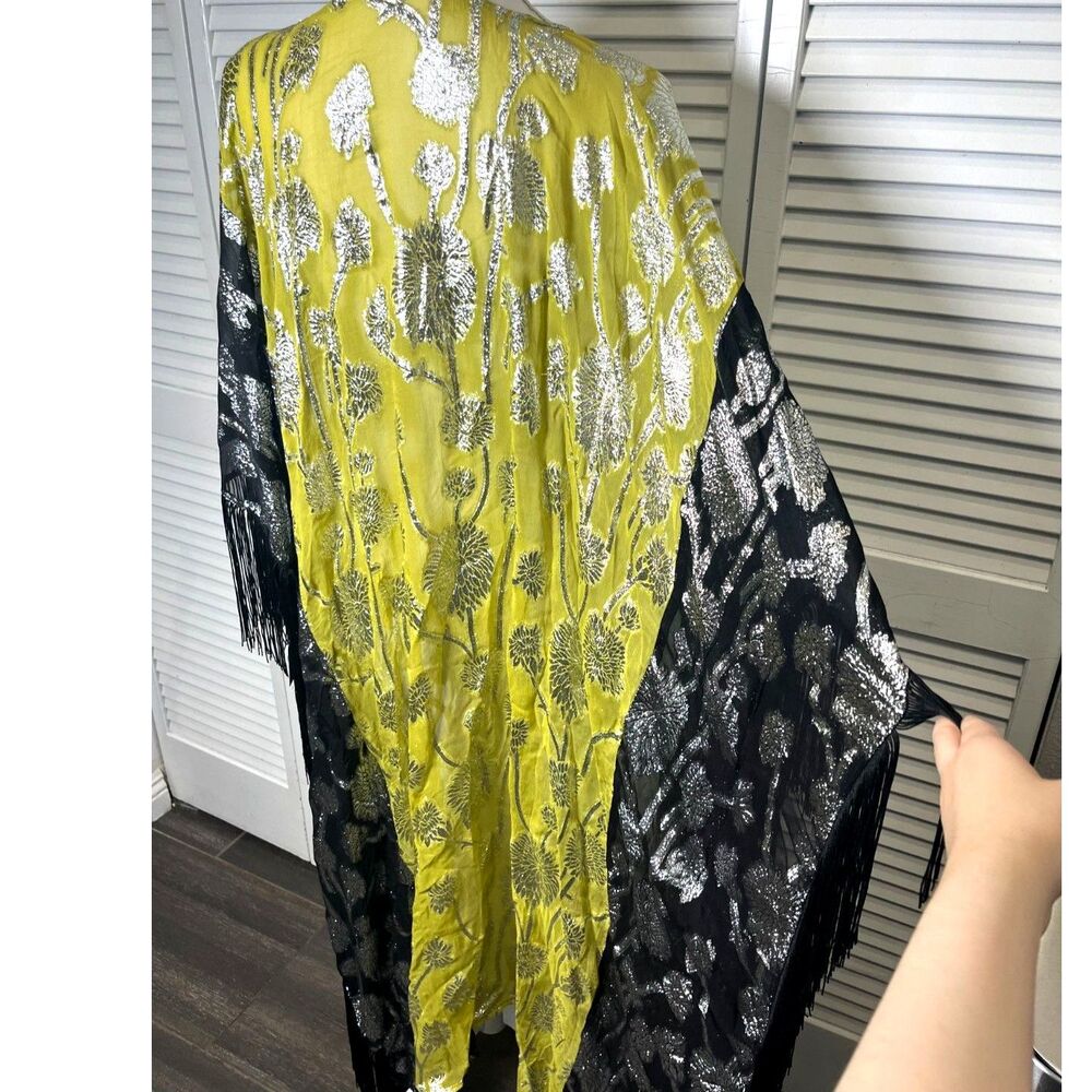 FREE PEOPLE FLORENCE KIMONO STEVIE NICKS STYLE! One Size Metallic NWT Very Rare! - Picture 6 of 9